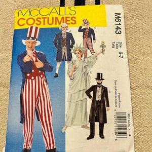 McCalls M6143 Childs Costume  Patriotic Americana Sewing Pattern New Size 6-7